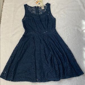 Lace navy dress